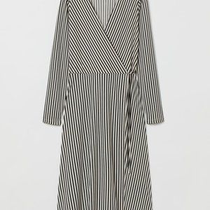 H&M black and white striped wrap dress *never worn*